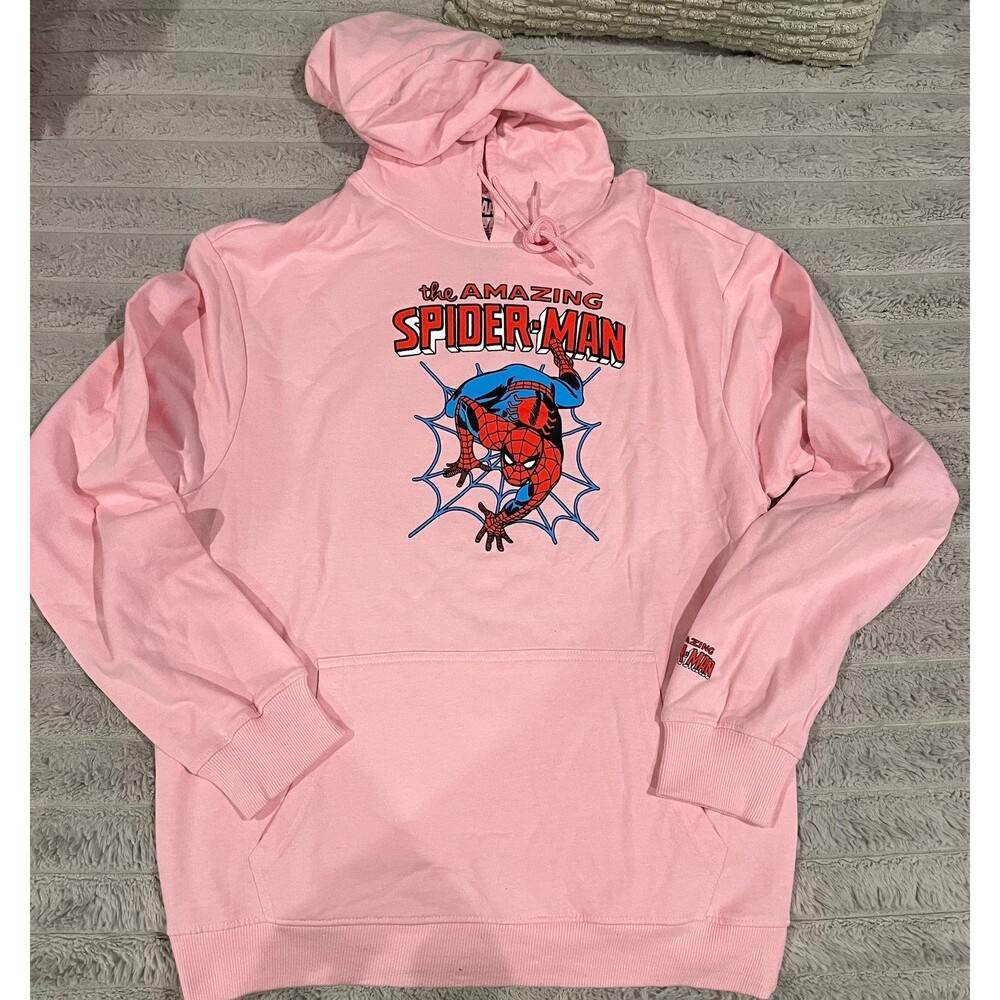 Marvel The Amazing Spider-Man Pink Graphic Hoodie Size L NWOT